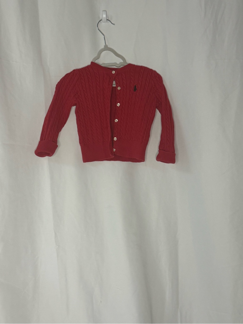 Ralph Lauren Red Cable-Knit Button Cardigan